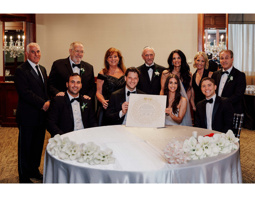 Garden Flow - Papercut Ketubah Featuring pearlescent backgrounds with gold foil accents