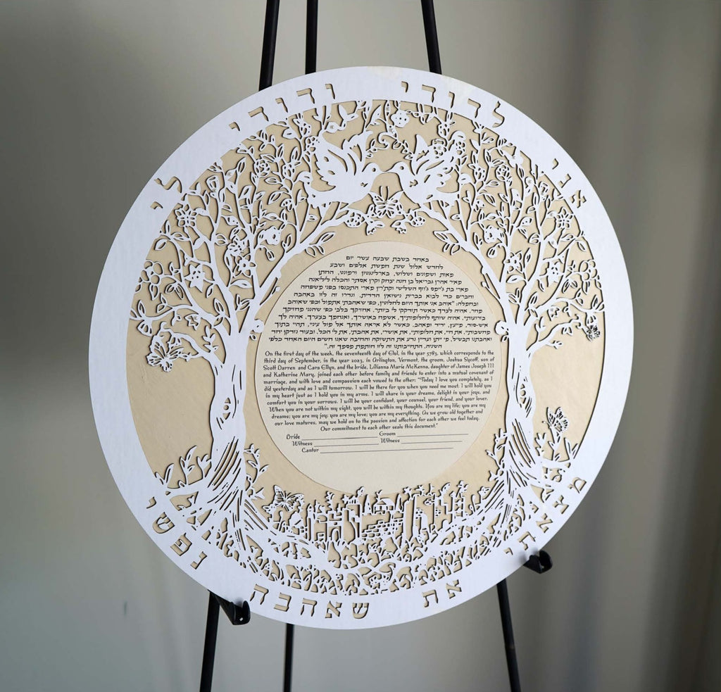 Old City Majestic Ecosystem featuring larger Doves - Circular Papercut Version