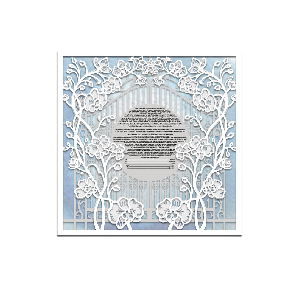 Orchid Garden Gates - Multilayer Papercut Ketubah