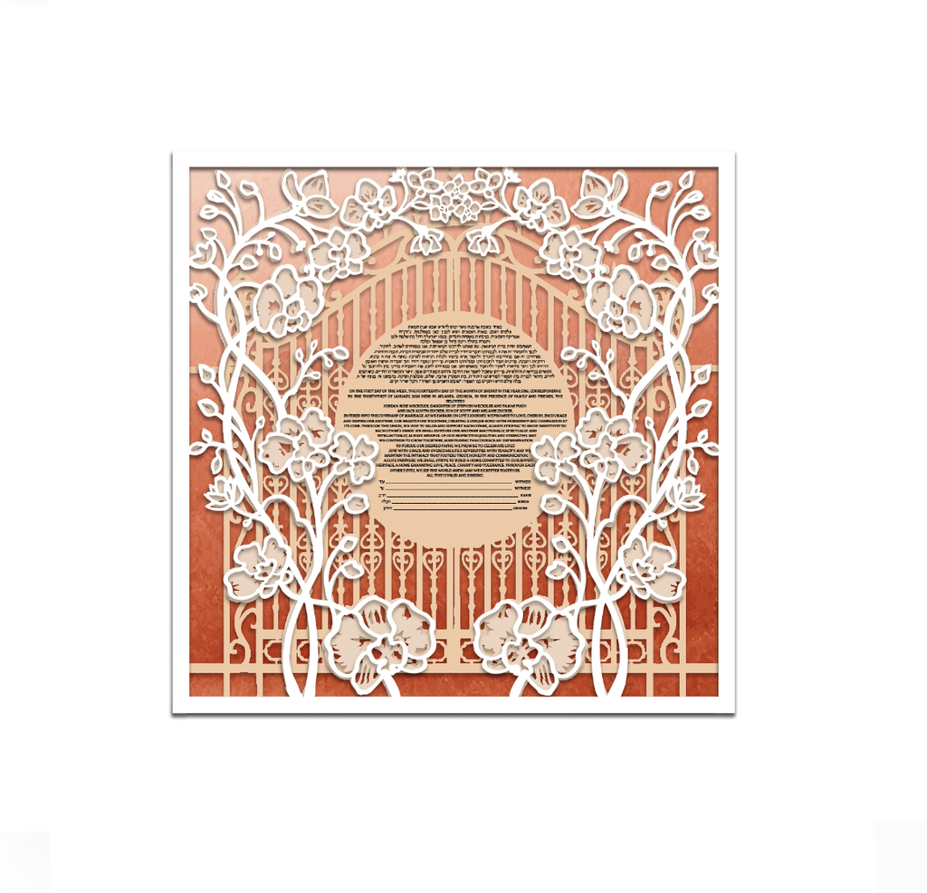 Orchid Garden Gates - Multilayer Papercut Ketubah