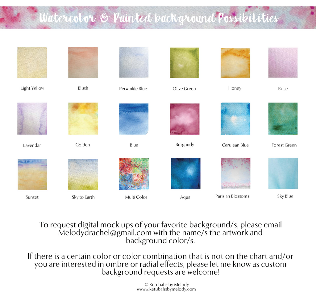 Garden Flow Custom painted - Papercut Ketubah Featuring Watercolor Background
