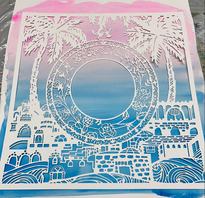 Old City Circle of Life Featuring Chuppah Trees (Sunset background and palm trees)