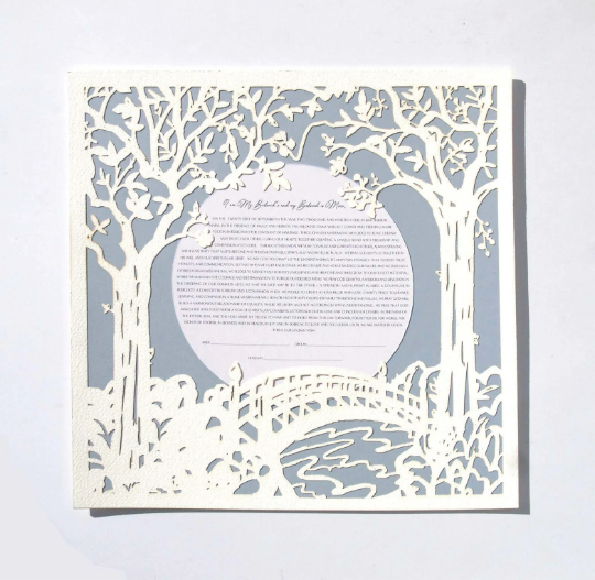 Twin Tree Bridge - Papercut Ketubah