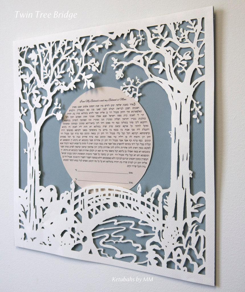 Twin Tree Bridge - Papercut Ketubah