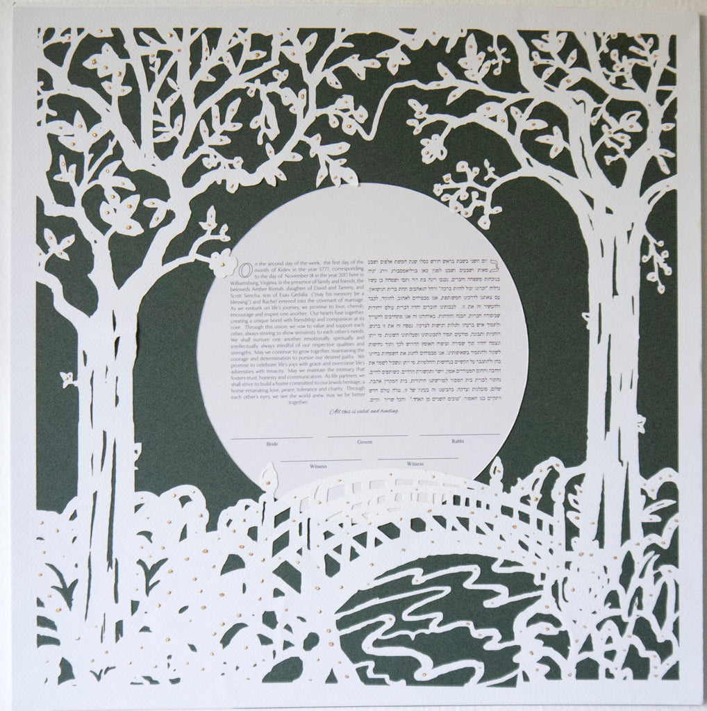 Twin Tree Bridge - Papercut Ketubah